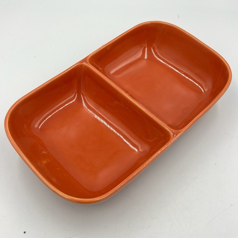 Vintage Franciscan Divided Dish Orange Glaze California USA Mid Century 11"‎